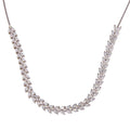 Sterling Silver Rhodium Leaf Link Necklace with Cubic Zirconia – Adjustable Design