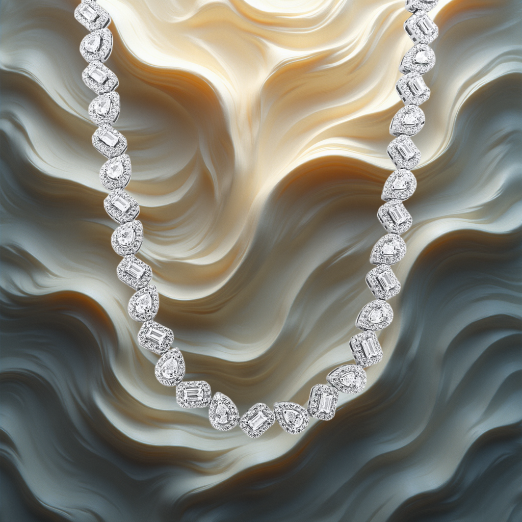 Rhodium Plated 925 Sterling Silver Teardrop Heart CZ Tennis Necklace