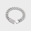 Timeless Radiance: Moissanite Cuban Link in Rhodium-Plated Silver
