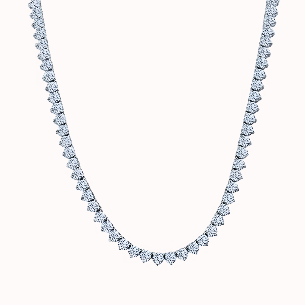 Rhodium Plated 925 Sterling Silver Round Clear 4.8mm 18 inches Tennis Necklace