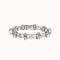 Rhodium-Plated 925 Silver CZ Encrusted Arc Men’s Bracelet