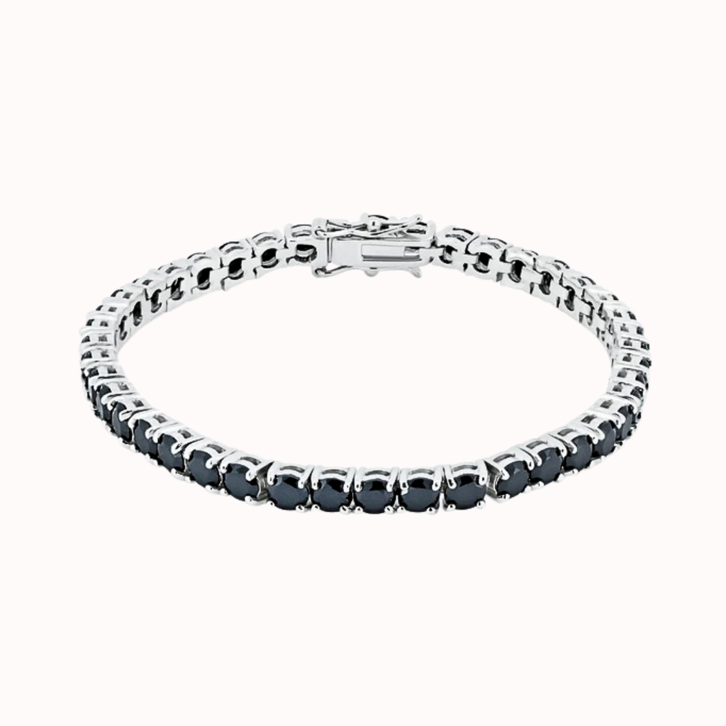 Silver 925 Rhodium Plated Black Onyx Bracelet