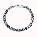 Timeless Glamour: Rhodium-Plated Flat Byzantine Silver Bracelet