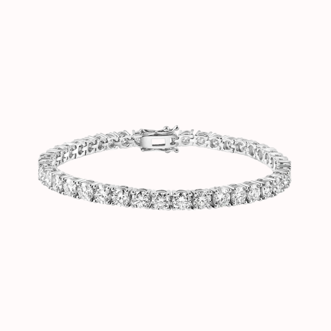 Rhodium Plated 925 Sterling Silver Moissanite Stone 3mm Tennis Bracelet