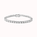 Rhodium Plated 925 Sterling Silver Round Lab Grown Diamond 4mm Tennis Bracelet