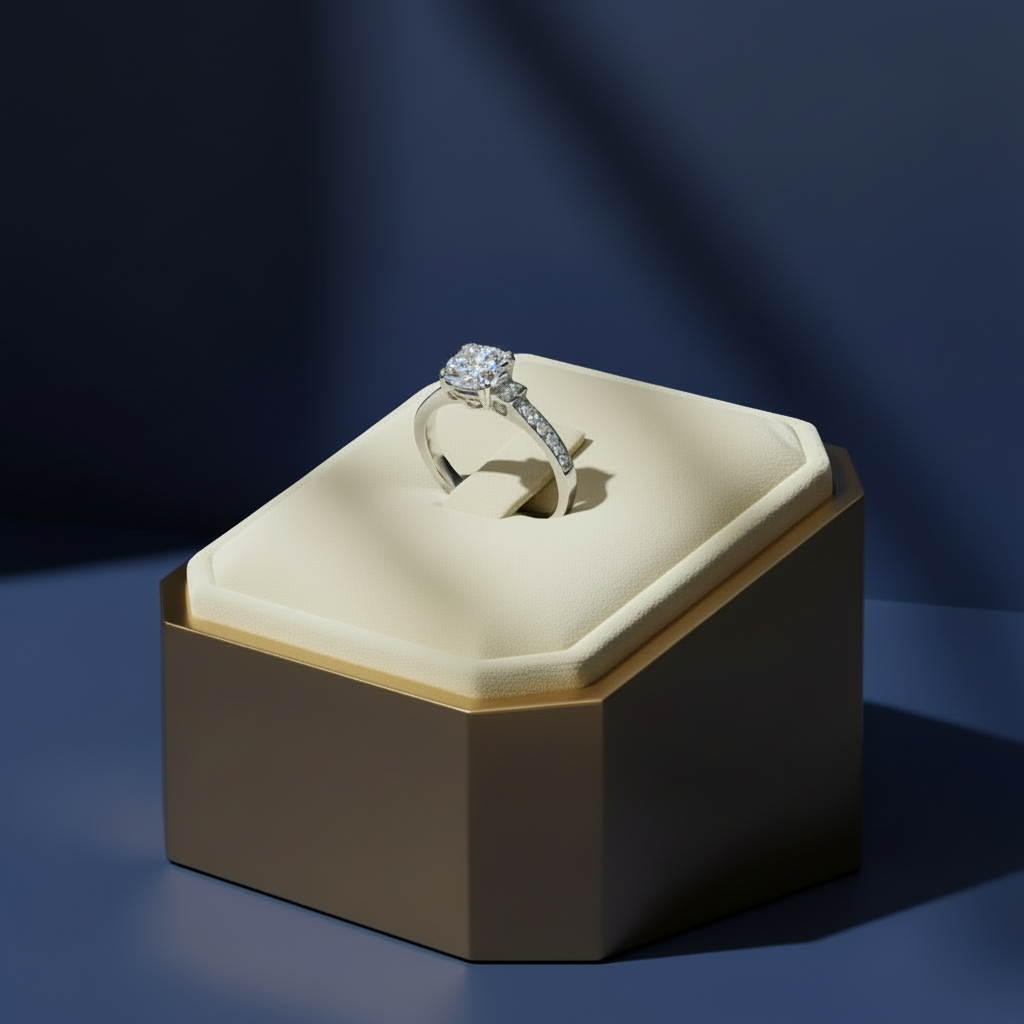 Rhodium Plated 925 Sterling Silver 7mm Round Lab Grown Diamond Pave Side Stones Engagement Ring