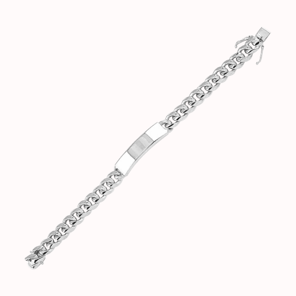 Rhodium-Plated 925 Silver Miami Cuban ID Bracelet – 12.6mm