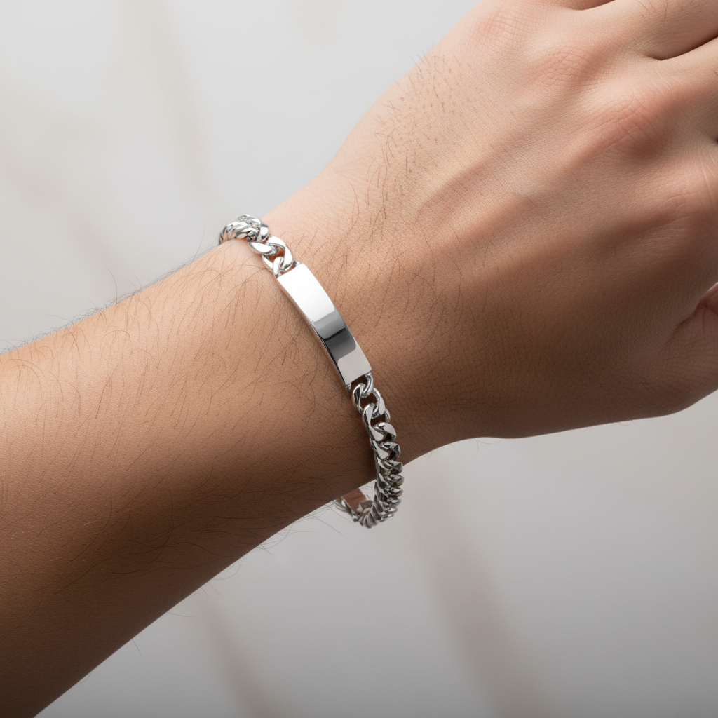 Rhodium-Plated 925 Silver Miami Cuban ID Bracelet – 12.6mm