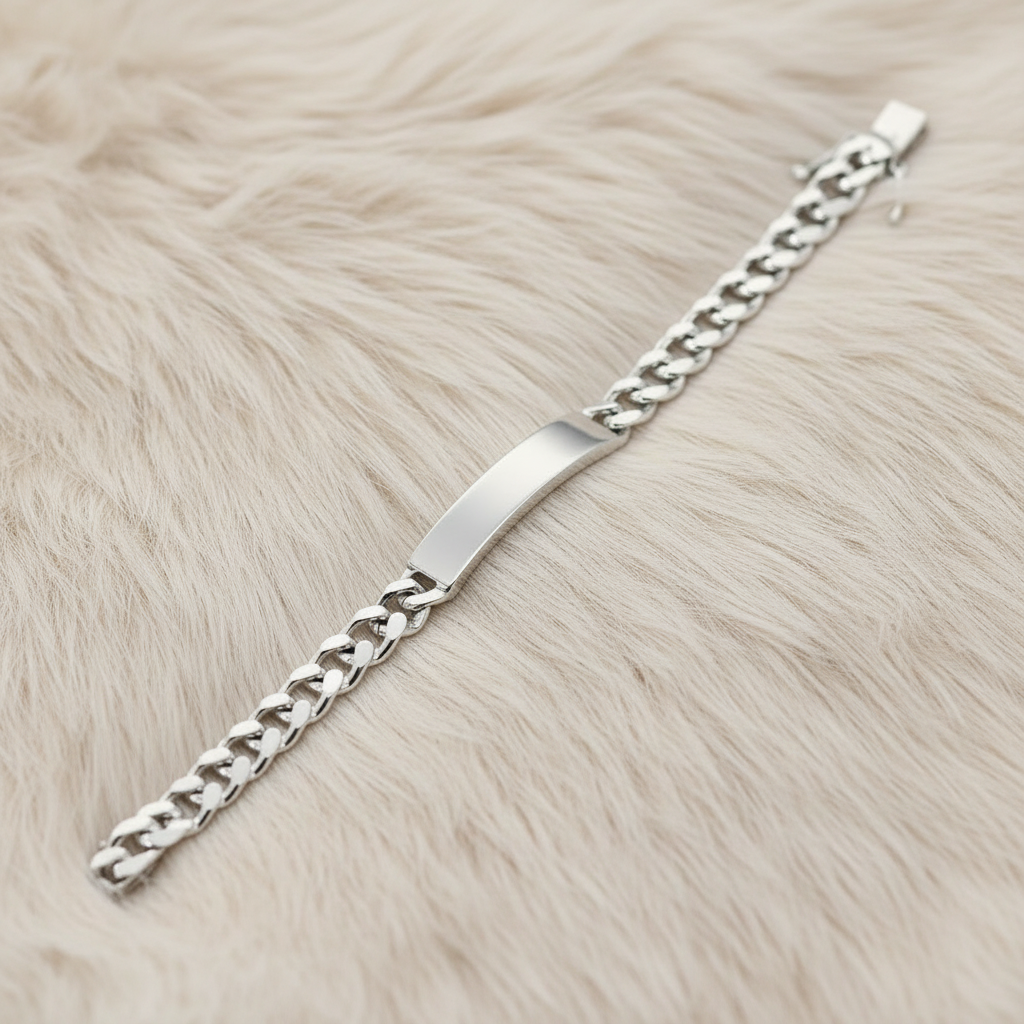 Rhodium-Plated 925 Silver Miami Cuban ID Bracelet – 12.6mm