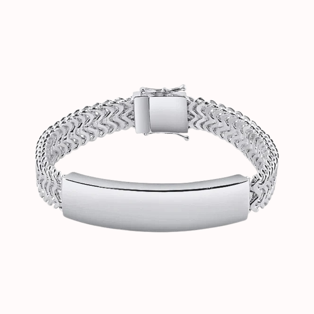 Bold Zig-Zag Lock ID Bracelet in Solid 925 Sterling Silver
