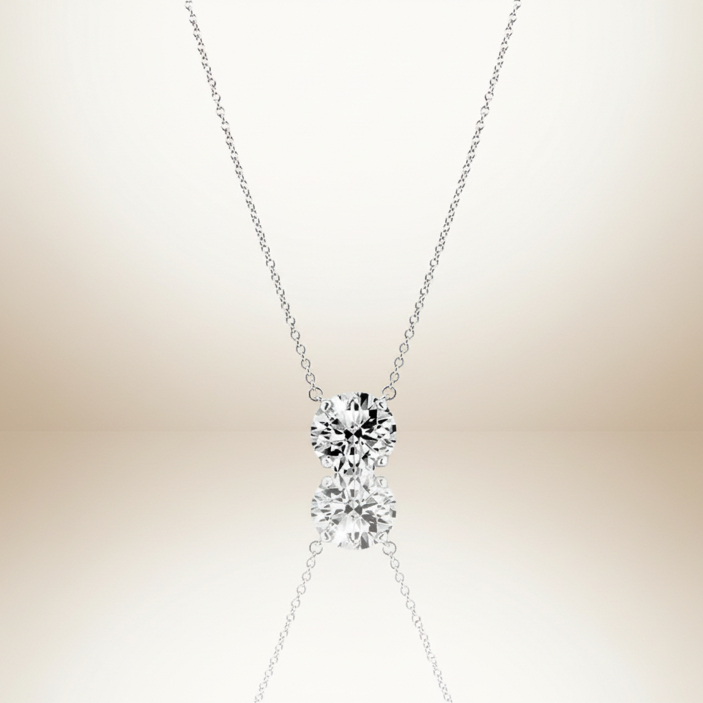 Brilliant Moissanite Solitaire Necklace in Rhodium-Plated Sterling Silver