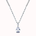 Rhodium-Plated 925 Sterling Silver Tennis Necklace with Baguette Center CZ